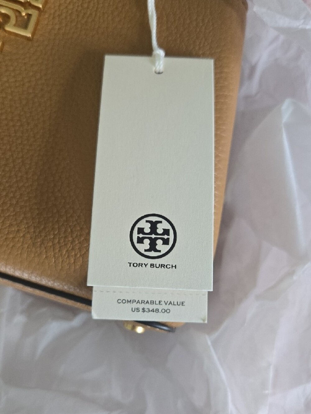 Tory Burch Britten Tan Pebbled Leather Micro Satchel - Picture 7 of 9